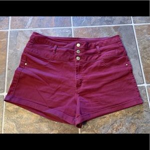 Maroon Button Up Shorts